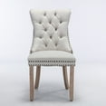thumbnail image 3 of Modern Linen Dining Chairs Set of 2,Upholstered Living Room Chairs with Nailhead Trim, Wooden Side Chairs for Kitchen Bedroom Dining Room Living Room,Beige, 3 of 9