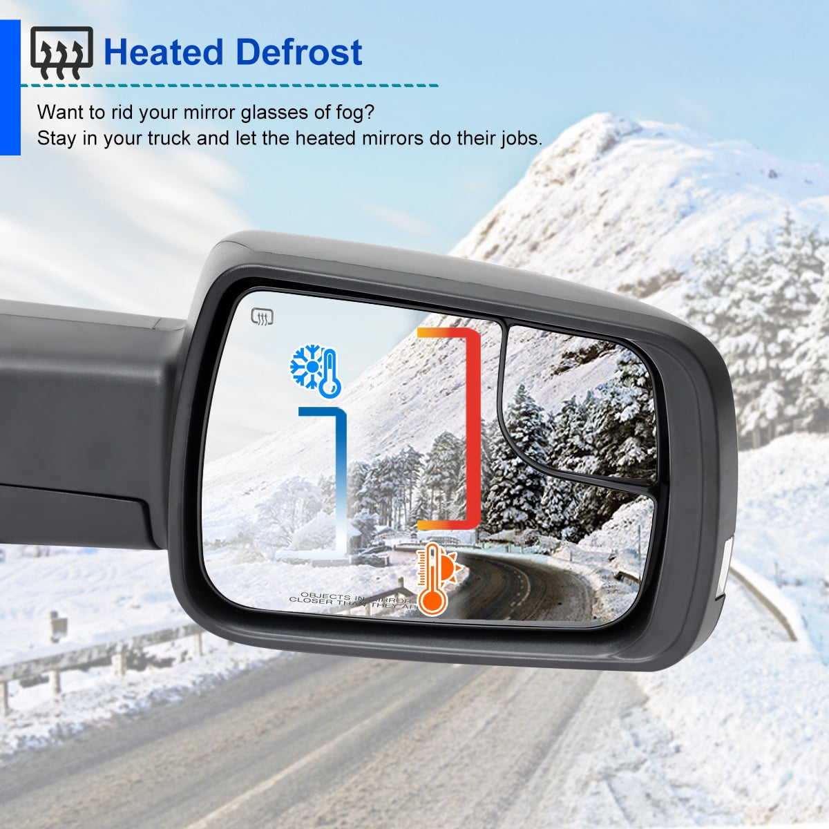 Spec-D Tuning Black Power Fold Heated + LED Signal + Blind Spot Monitor Right Passenger Side Mirror Compatible with 2019-2024 Ram 1500, Left + Right Pair