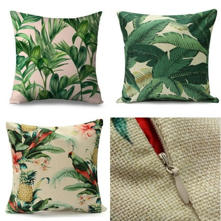 Meigar Tropical Banana Green Leaves Couch Cushion Pillow Covers