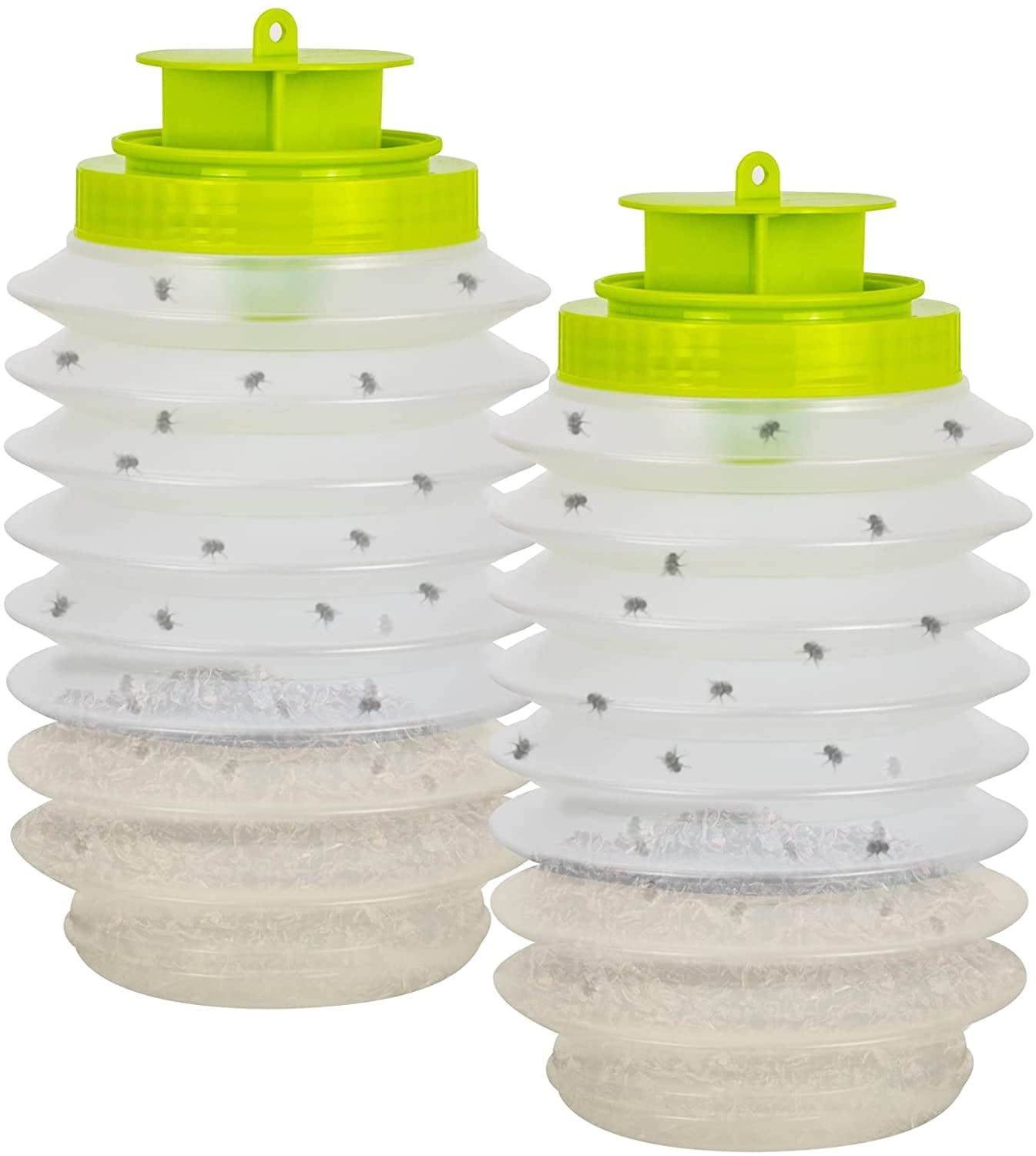 2 Pack Reusable Fly Traps Outdoor, Effective Fly Catcher, Fly Trap with attractant, Non-Toxic Fly Killer, Hanging Fly Trap for Garden, Horse Barns, Ranches （Foldable）