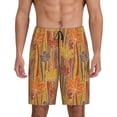 thumbnail image 3 of Lsque Autumn Maple Leaf Stripes Mens Sleep Pajama Shorts,Short Pajama Pants, Cotton Ultra-Soft Knit-XX-Large, 3 of 9