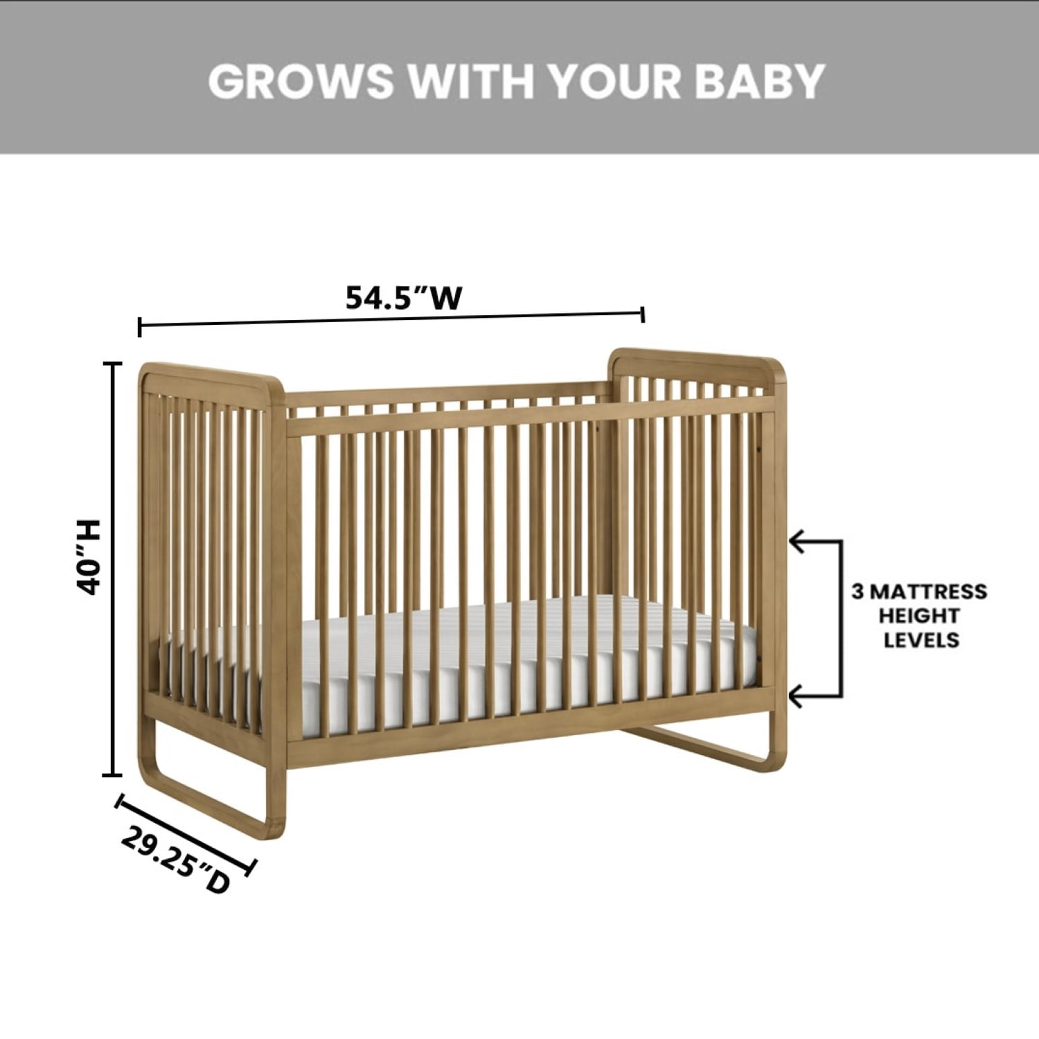 Oxford Baby Braxton Convertible Island Crib Honey Wood
