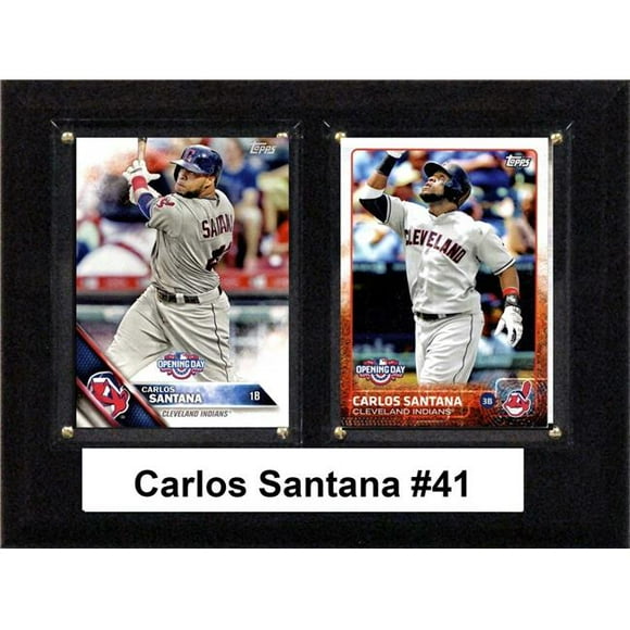 C&I Collectables 68CSANTANA 6 x 8 Po. MLB Carlos Santana Cleveland Indiens Plaque Deux Cartes