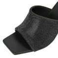 thumbnail image 3 of FSJ Women Open Square Toe Glitter Mule Heels Slip on High Chunky Heeled Sandals Shiny Summer Dressy Beach Slides Size 7 Black, 3 of 4