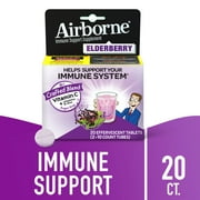 Airborne 1000mg Vitamin C Immune Support Effervescent Tablets, Elderberry Flavor, 20 Count