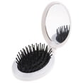thumbnail image 1 of Travel Hair Brush Round Folding Pocket Design with Mirror Brass Compact for Smooth Glide Styling, 1 of 4