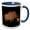 Blue/White, variant on 3drose, Funny Cute Feral Hog or Pig Wild Boar Eating Ice Cream Cartoon, 11oz Mug
