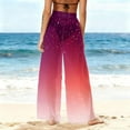 thumbnail image 4 of Gamivast Womens Swimsuit Cover up Pants Glitter Gradient Sheer Beach Wide Leg Pant Holiday Flowy Elastic Waist Boho Swimwear Summer Pool Party Outfits, 4 of 5