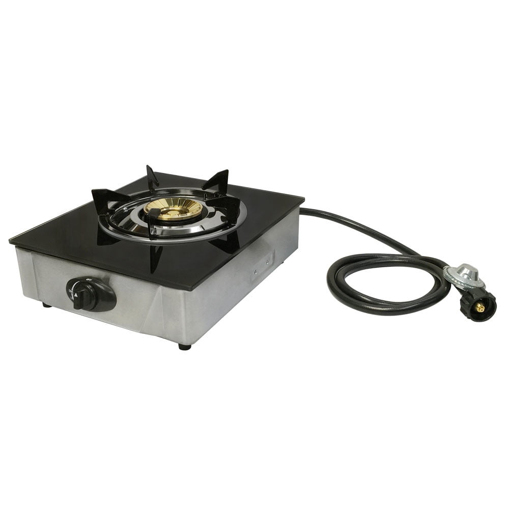 PROLINEMAX 12 x 14 Single Propane Gas Stove 1Burner Tempered Glass Cooktop Auto Ignition Stainless Steel Body