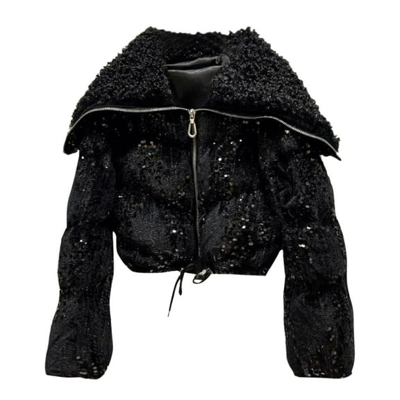 YunPes Teen Sequin Quilted Jackets Girls Sparkly Warm Winter Coats Yoyth Trendy Long Sleeve Zip B𝗿ight Colors Clothing