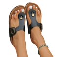 thumbnail image 6 of IEMIEMIEM Womens Orthopedic Sandals Leather Insole Slides Sandals for Women Adjustable Buckle Summer Thong Sandals Outdoor Walking Slides Black 10 Wide, 6 of 6