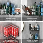 Corner Shower Caddy, 2 Pack Self Adhesive Bathroom Organizer, No Drilling Bathroom Storage Shelves Shower Rack, Wall Mounted Shampoo Holder Rack for RV Apartment Kitchen (2 Pack-Black)