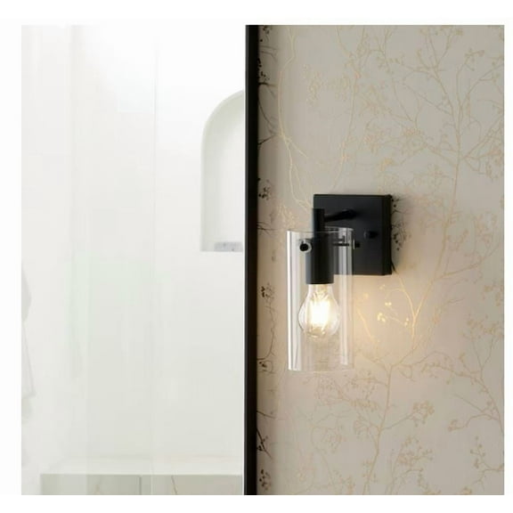 allen   roth Yuma 4.33-Inches Matte Black Transitional Vanity light