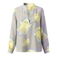 thumbnail image 4 of Bovemsi Cute Summer Tops Soft Button‑Cuff Striped V‑Neck Long‑Sleeve Prints Fashion Outfits Clothes Breathable XL, 4 of 4