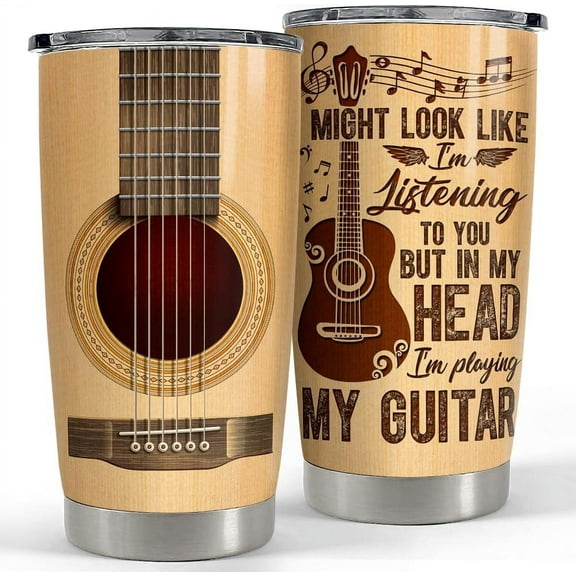 Guitar Tumbler Cup 20oz Guitarist Stainless Steel Insulated Tumblers Guitars Coffee Travel Mug Gift for Musician Players Guitar Lovers Gifts for Birthday Christmas