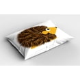 thumbnail image 2 of Ambesonne Hedgehog Pillow Sham 2 Pack, Cartoon Animal Smile, 26"x20", Brown Earth Yellow, 2 of 3