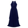 thumbnail image 3 of iEFiEL Maxi Flower Girl Dress Sequined Halter Neck Ruched Chiffon Party Wedding Bridesmaid Formal Navy lue 8, 3 of 7