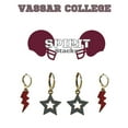 thumbnail image 2 of Vassar College Spirit Stack maroon mini enamel bolts and grey statement open starboys, 2 of 2