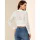 thumbnail image 5 of Chaqueta De Béisbol Causal De Manga Larga De Ganchillo Transparente De Encaje Para Mujer Negro blanco XS, 5 of 6