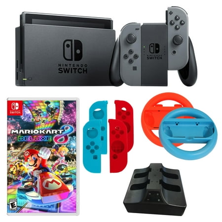 Nintendo Switch in Gray with Mario Kart Game and