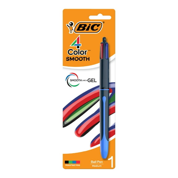 BIC 4-Color Smooth Retractable Ballpoint Pens, Medium Point (1.0mm), 1-Count Pack, Colored Pens with Long-Lasting Ink