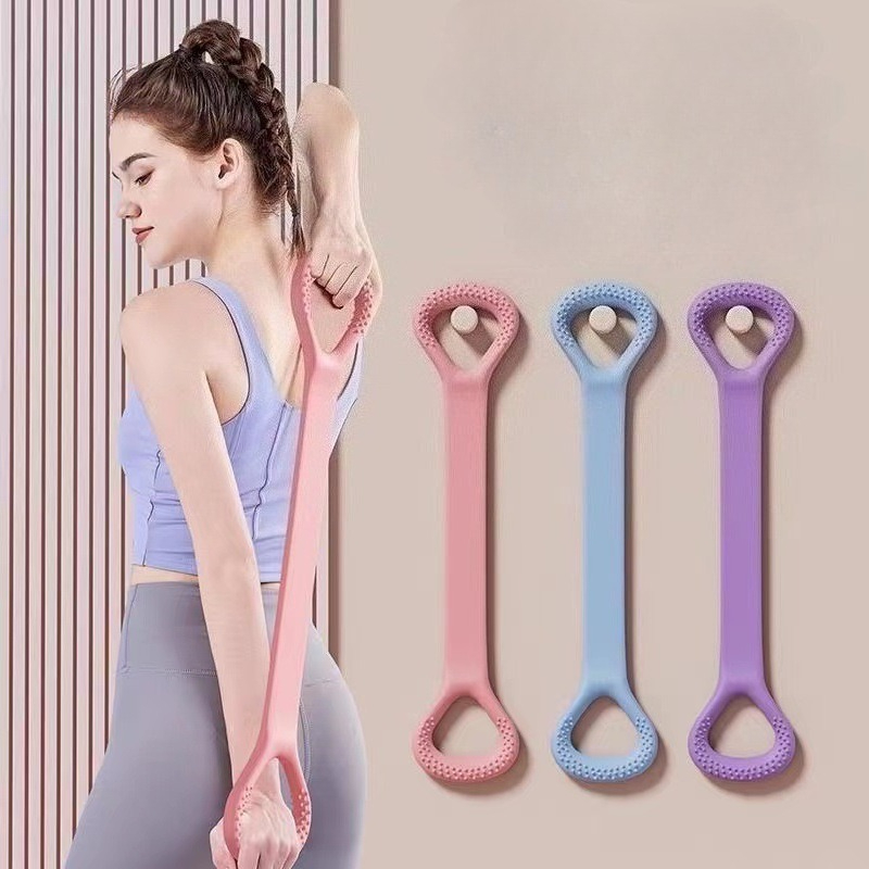 3 Pcs Figure 8 Resistance Bands, Silicone Stretch Bands for Shoulder Back Training, Home Workout Fitness Equipment