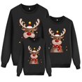 thumbnail image 3 of Adeawade Matching Christmas Pajamas For Family Men Family Matching Outfit Crewneck Long Sleeve Deer Print Hoodless Pullover Sweatshirt Blouse For Dad Basic Dailywear Black Xl, 3 of 3