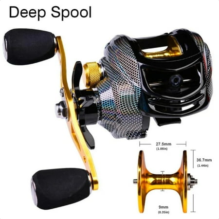 LOPNGLS Baitcasting Reel 18+1BB Casting Reel Smooth Metal 7.2 1 Gear Ratio Fishing Reel with or Deep or Shallow Spool Bass