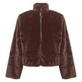 thumbnail image 5 of Yigetop Faux Fur Jacket Women Women's Fashion Cropped Faux Jacket Shaggy Warm Open Front Cardigan Coat Casual Long Sleeve Outerwear Fuzzy Jackets for Women Brown 3XL, 5 of 6