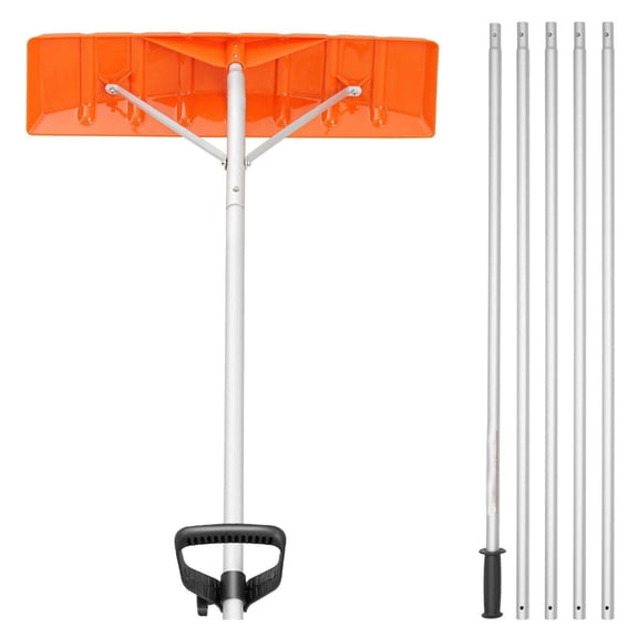 Snow Roof Rake 21ft Reach, 25" Blade Snow Removal Tool, Adjustable Aluminum Handle, Anti-Slip Grip Roof Snow Shovel for Home, Car, Wet Leaves