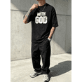 thumbnail image 2 of Men's Cotton Graphic Tee, Oversized "With God All Things Are Possible" Letter Print Short Sleeve T-Shirt, 2 of 6