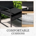 thumbnail image 3 of Tappio 3 Piece Outdoor Wicker Bistro Furniture Set, PE Rattan Chairs Porch Furniture Set w/Cushions & Glass Table for Yard Garden Balcony, Black, 3 of 7