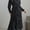 Black, variant on ZOELNIC Women's Mock Neck Long Sleeve Dress High Waist Belted Pleated Flowy A-Line Cocktail Party Maxi Dress, S