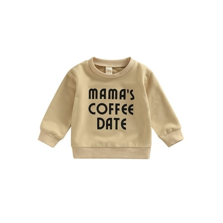 

Baby Boy Girl Crew Neck Sweatshirt Letters Print Long Sleeve Pullover Sweater Tops Fall Clothes