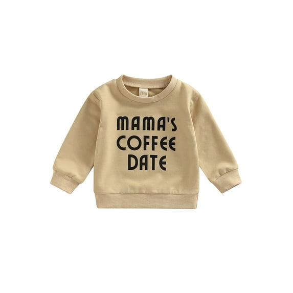 Gureui Toddler Infant Baby Boys Sweatshirt Letter Print Design Long Sleeve Round Neck Cute Breathable Pullover Tops