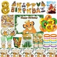 thumbnail image 2 of Decoración de cumpleaños del Rey León de Disney, vajilla, suministros, mantel de Simba, vasos de papel, platos, telón de fondo, globos, regalos para niños, 2 of 5