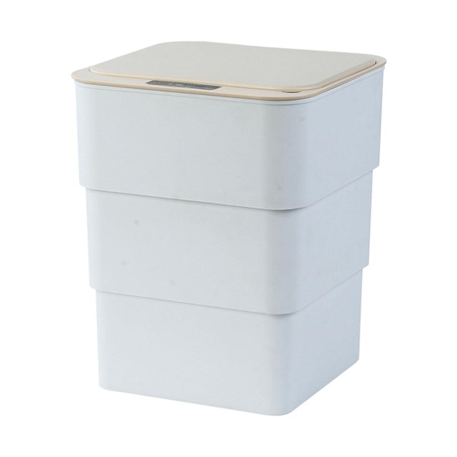 Foldable Smart Trash Can with Lid Large Capacity Automatic Motion Sensor Garbage White