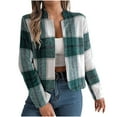 thumbnail image 2 of Women's Casual Checkered Long Coat Loose Jacket Plaid Long Sleeve Outer​​, 2 of 6