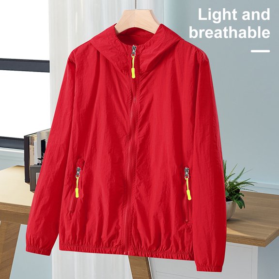 Mdesiwst Sun Protection Jacket Waterproof Quick Dry Windbreaker Hooded Fishing Hunting Clothes Lightweight Full Zipper Side Pockets Spring Autumn Jacket for Men Women