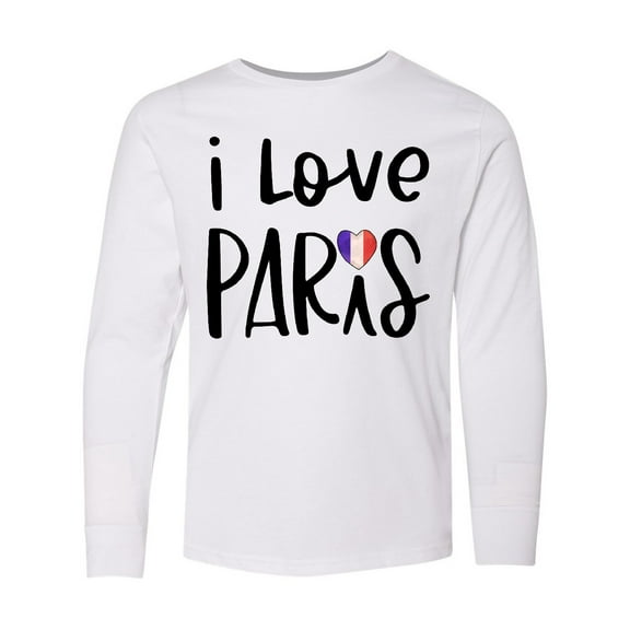 Inktastic I Love Paris French Flag Heart Long Sleeve Youth T-Shirt