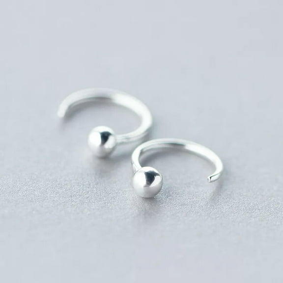 EOEMY Trendy Women'S 925 Sterling Silver 4mm Ball Bead Hoop Hook Earrings