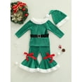 thumbnail image 2 of Qiylii Baby Kid Girls Christmas Velvet Outfits, Tops+Flare Pants with Hat Belt, 2 of 8