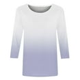 thumbnail image 4 of BLVB Womens Tops 3/4 Sleeve Gradient Cute Tops Crewneck Slim Fit Half Sleeve Tshirts Shirts Fall Fashion Blouse Tunic Purple, 4 of 5