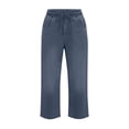 thumbnail image 5 of TEAJOPSUU Women's Straight Leg Capris Jeans Casual Pull On Elastic Waist High Waisted Stretchy Denim Capri Pants with Pockets Dark Blue, 5 of 8