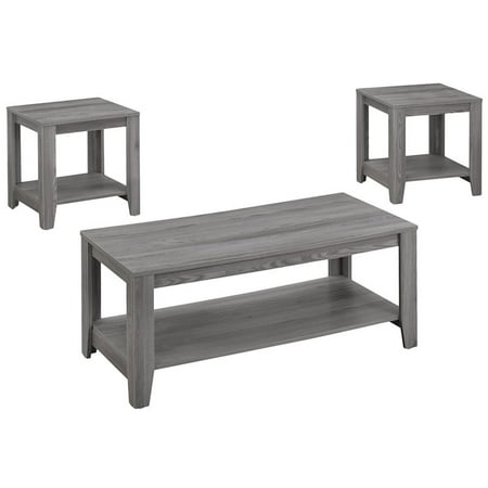 Table Set, 3pcs Set, Coffee, End, Side, Accent, Living Room, Laminate, Grey, Transitional