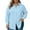 Light Blue, variant on Womens Plus Size Tops Button Down Roll-Up Cuffed Long Sleeve Casual Shirts Collared Summer Lightweight Blouse