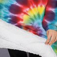 thumbnail image 3 of Oversized Wearable Blanket Hoodie,Colorful Tie Dye Pattern Sherpa Blanket Hoodie with Super Pockets,Super Warm Fuzzy Pullover for Women & Men, 3 of 6