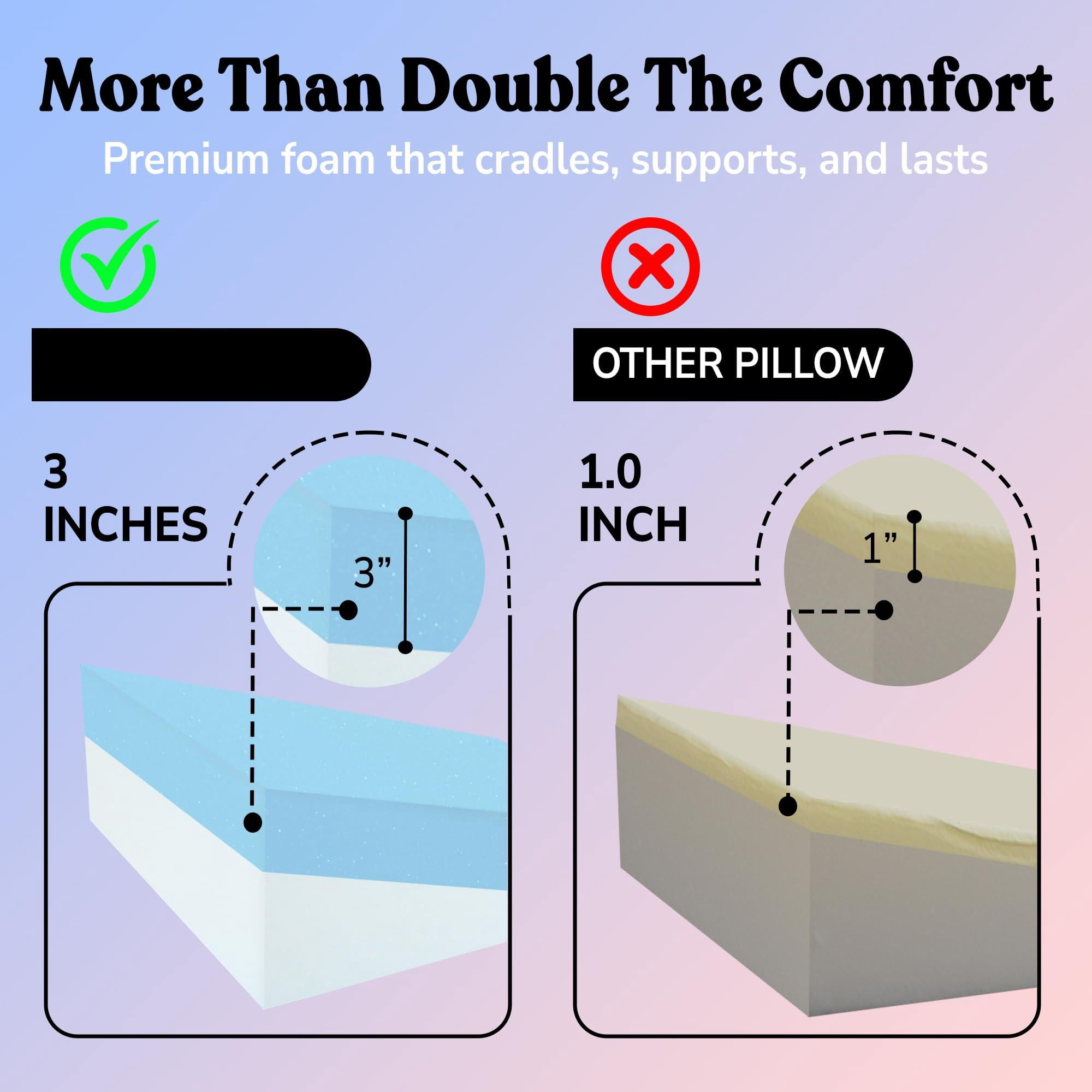12" Bed Wedge Pillow For Sleeping After  Support Leg Elevation Acid Reflux Neck Sleep 3.0" Memory Foam Top Triangle Incline