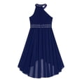 thumbnail image 4 of Eandarui Girls Shiny Sequin Sleeveless Halter Neck High-low Hem Flower Girls Dress Wedding Birthday Navy Blue 16, 4 of 5