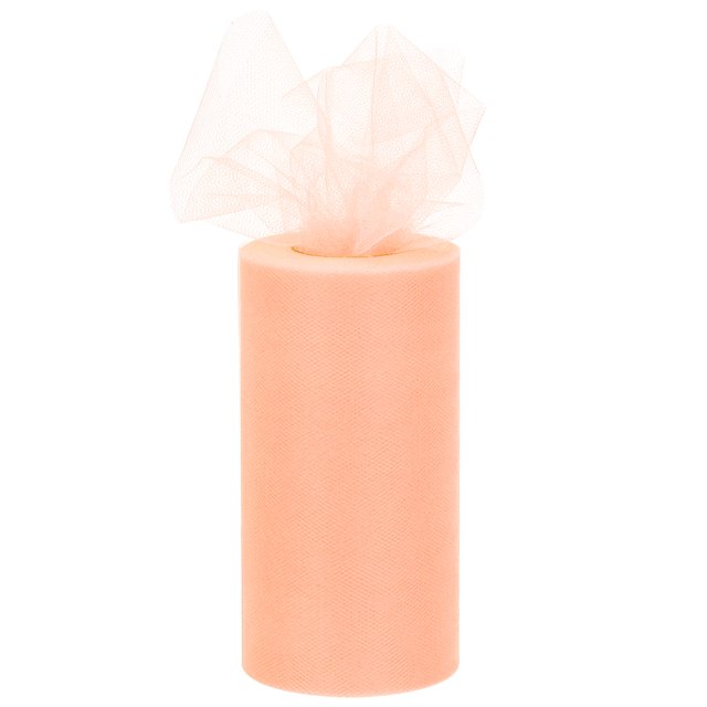 Unique Bargains 6 inch 50 Yards Tulle Ribbon Rolls Pastel Netting Fabric for Gift Wrapping Christmas Wedding, Light Orange